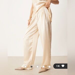 NWT ASOS Shimmering Cream Satin Trousers